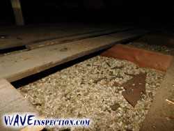 Vermiculite insulation - High risk of asbestos. - WAVE Home Inspector MA